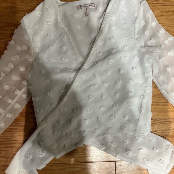 BCBGeneration Flocked Dot Chiffon Blouse - Picture 4 of 5